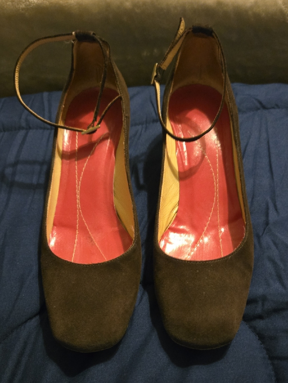 Kate Spade Brown Suede Kitten Heet Ankle Pump Size 6 1/2 B